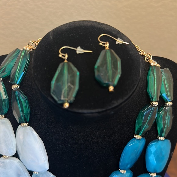 Multicolor Two-Strand Necklace and Matching Drop Earrings - Picture 3 of 3